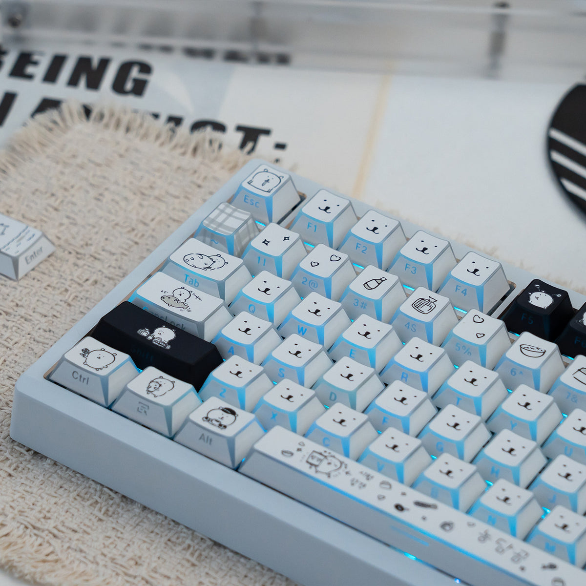 Cherry Self-mocking Bear - Folded Shadow Keycaps BPT set