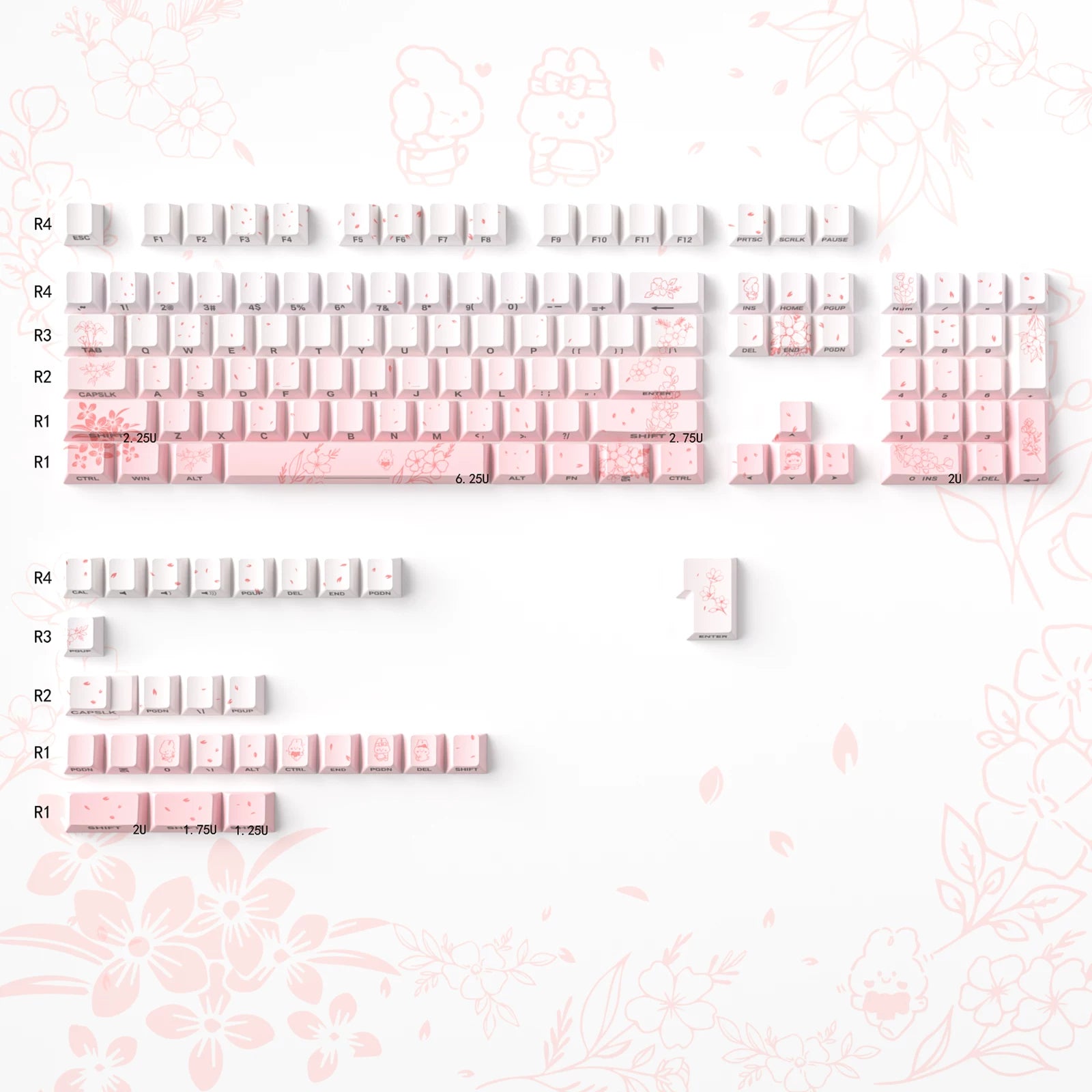 Urelab Floral Rabbit Journey Keycap Set