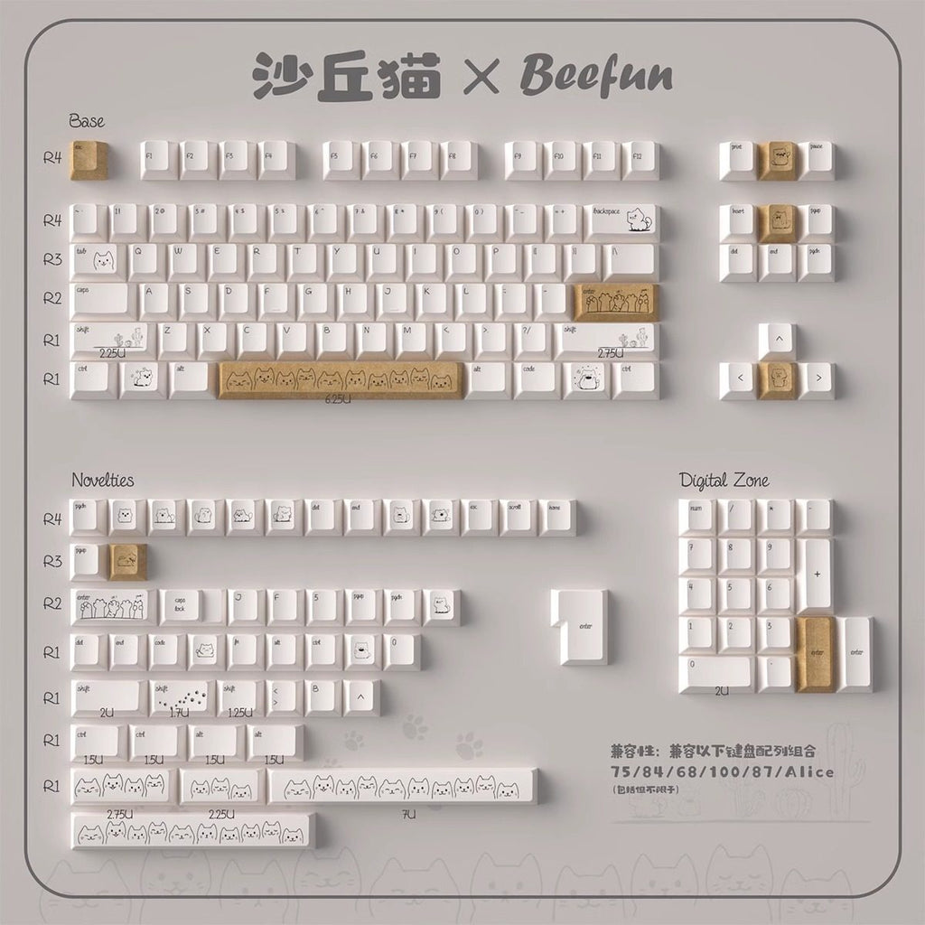 Urelab Sand Cat Keycap Set