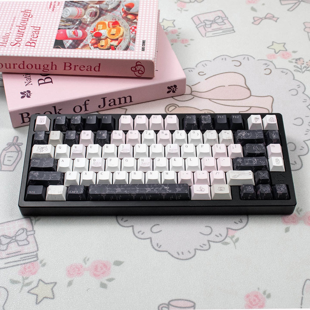 Urelab Black Veil Pink Cheeks Keycap Set