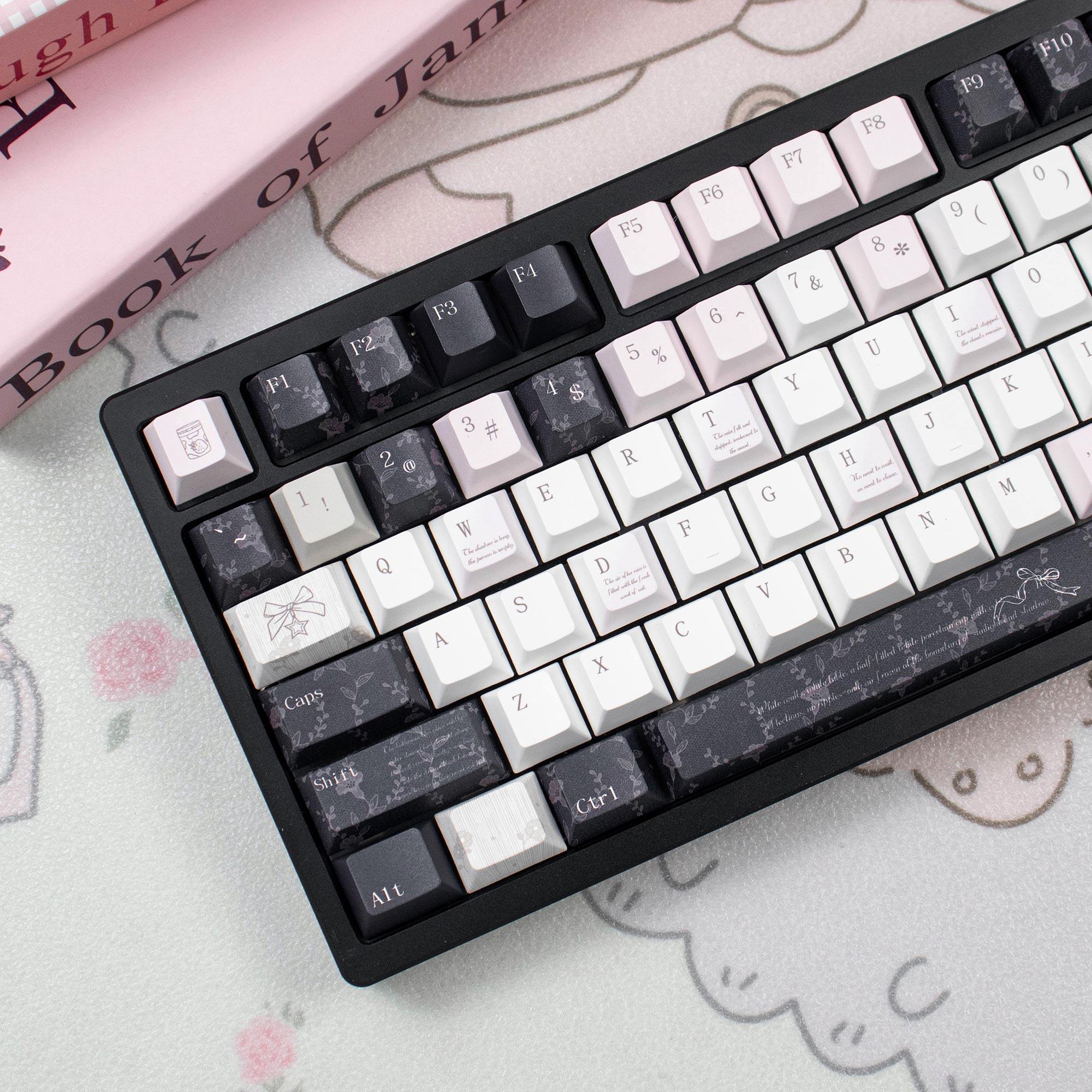 Urelab Black Veil Pink Cheeks Keycap Set