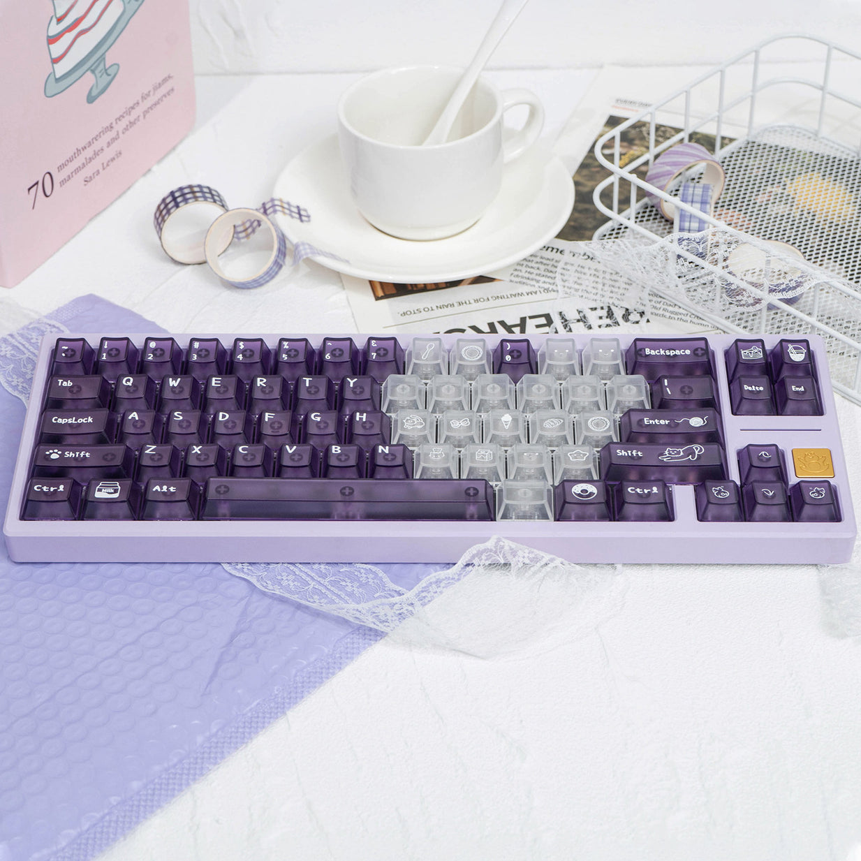 Urelab Purple Mist Transparent Keycap Set