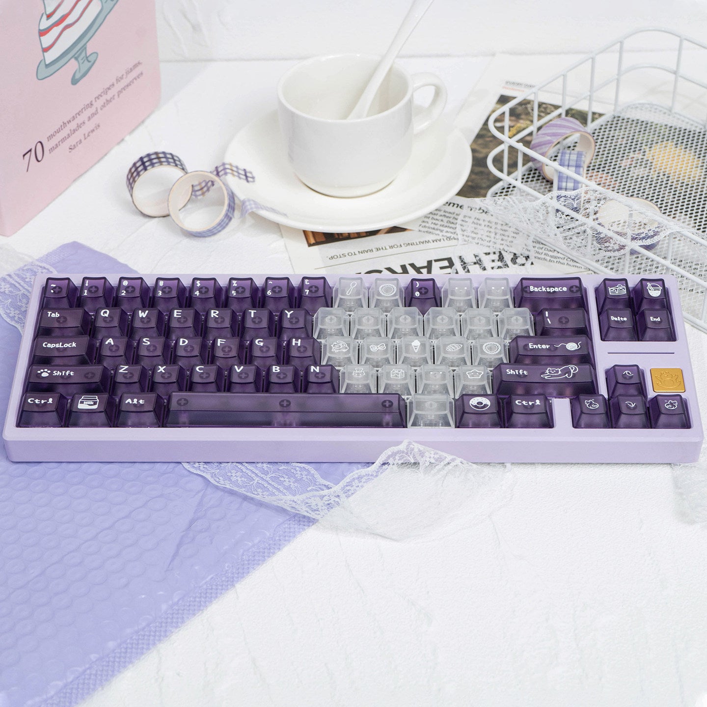 Urelab Purple Mist Transparent Keycap Set