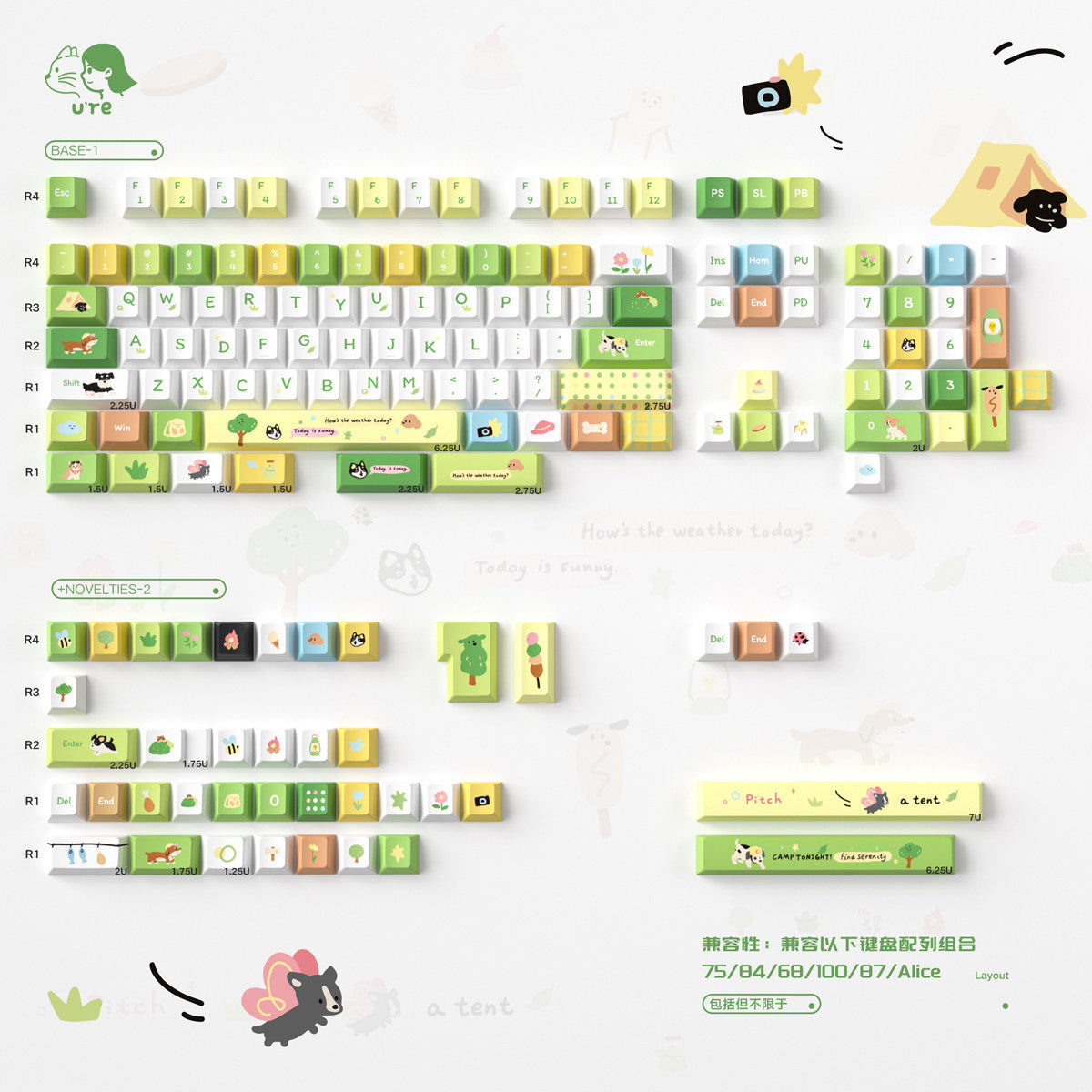 Urelab Mountain Camping Keycap Set