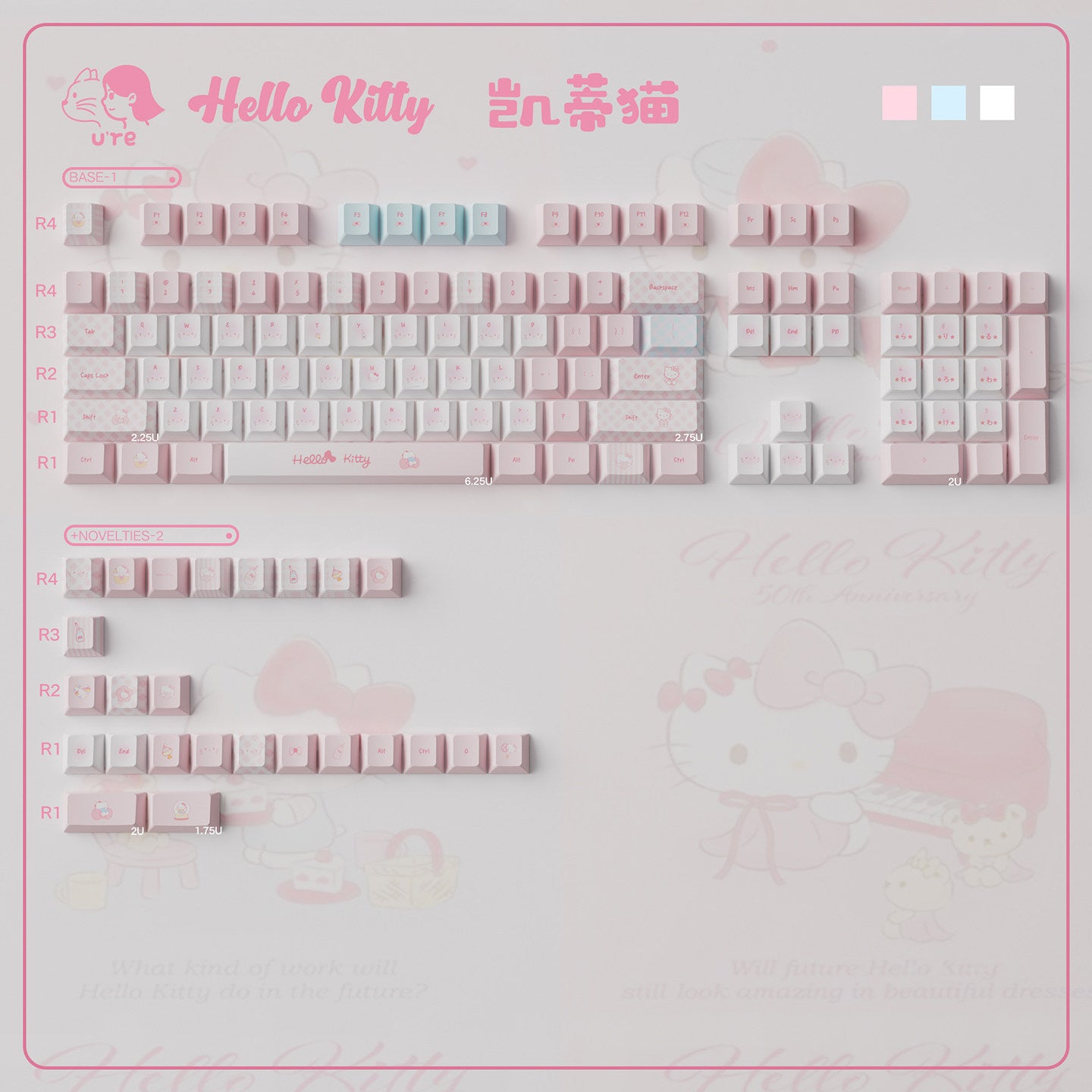 Urelab Hello Kitty Keycap Set