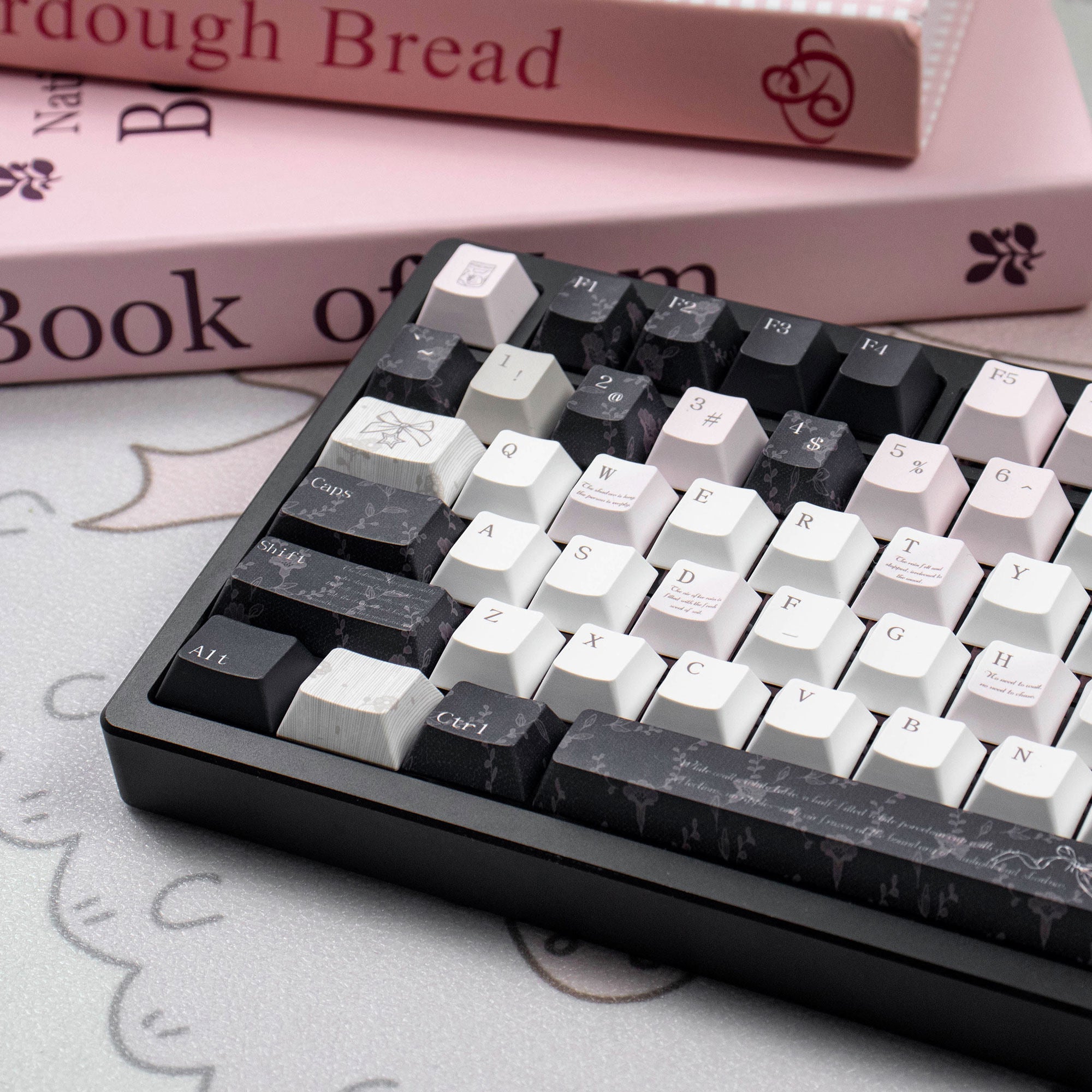 Urelab Black Veil Pink Cheeks Keycap Set