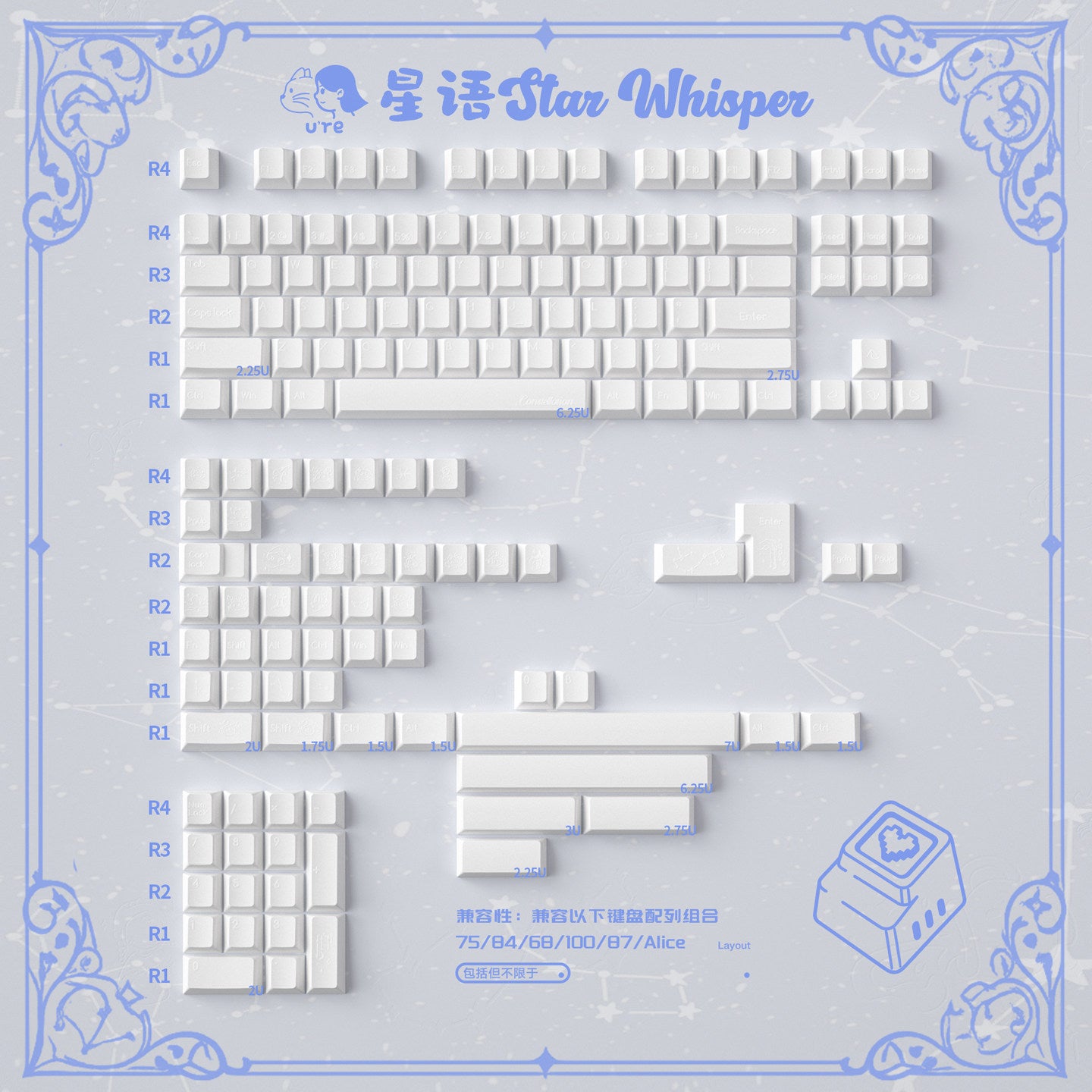 Urelab Star Whisper Keycap Set