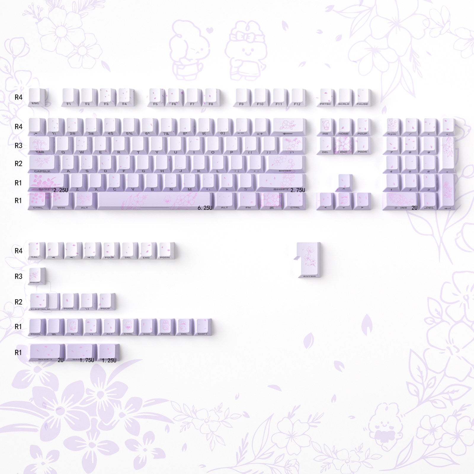 Urelab Floral Rabbit Journey Keycap Set