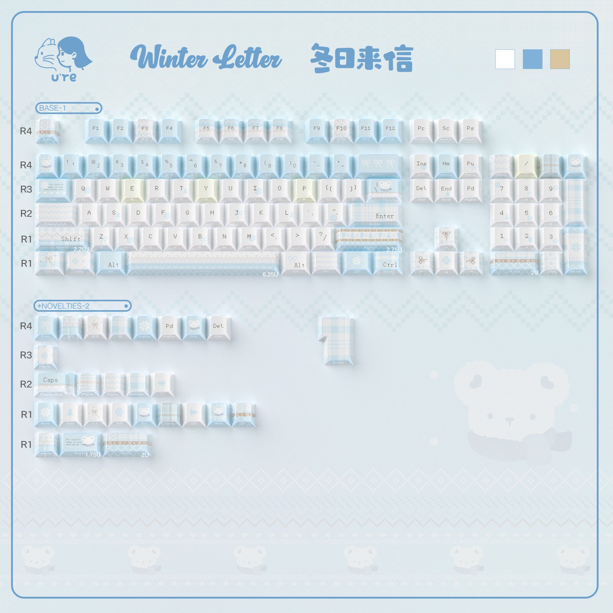 Urelab Winter Letter EdgeLit Keycap Set