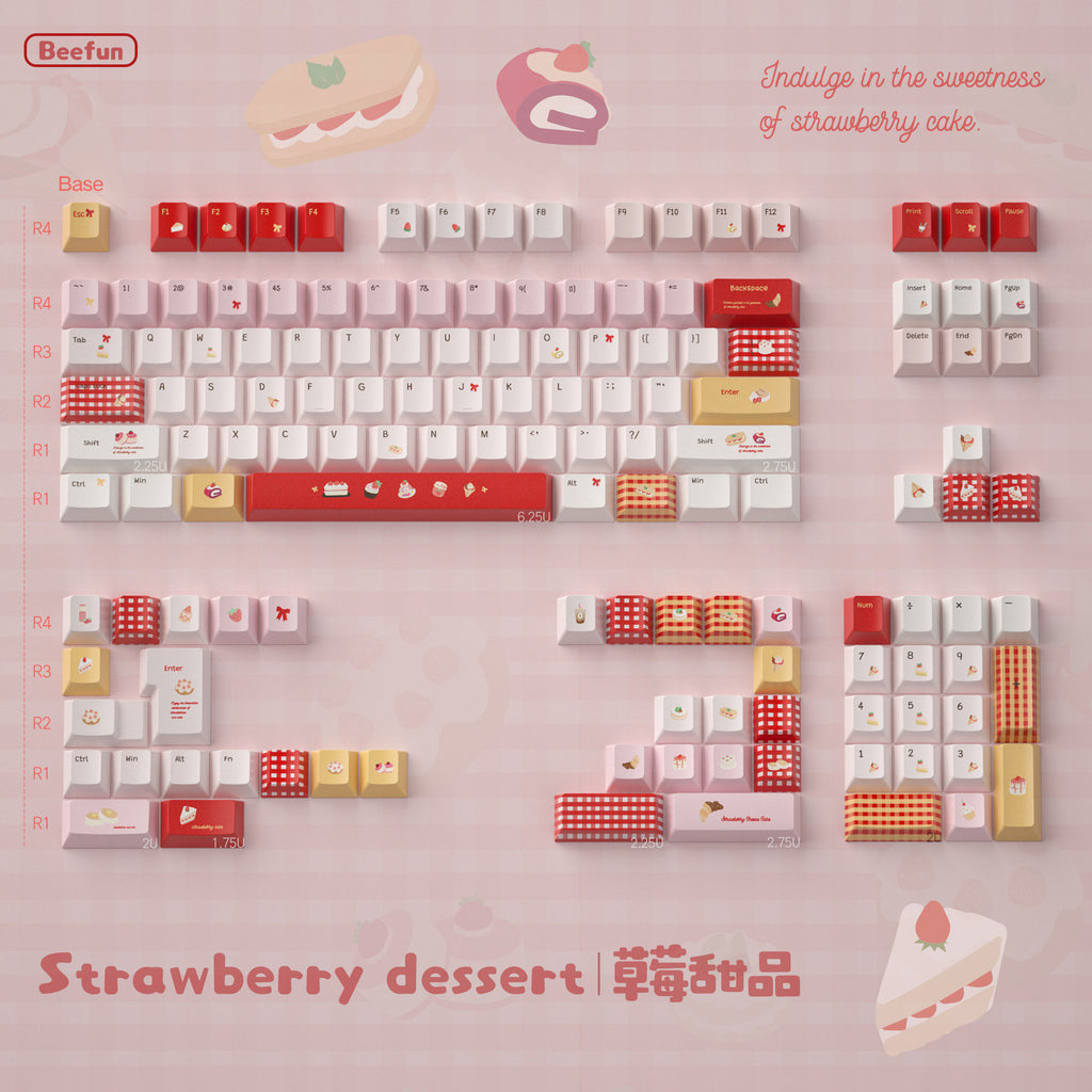Urelab Strawberry Dessert Keycap Set
