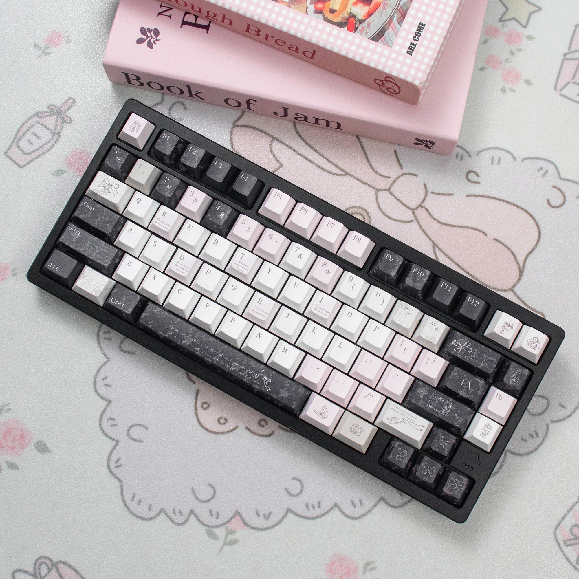 Urelab Black Veil Pink Cheeks Keycap Set