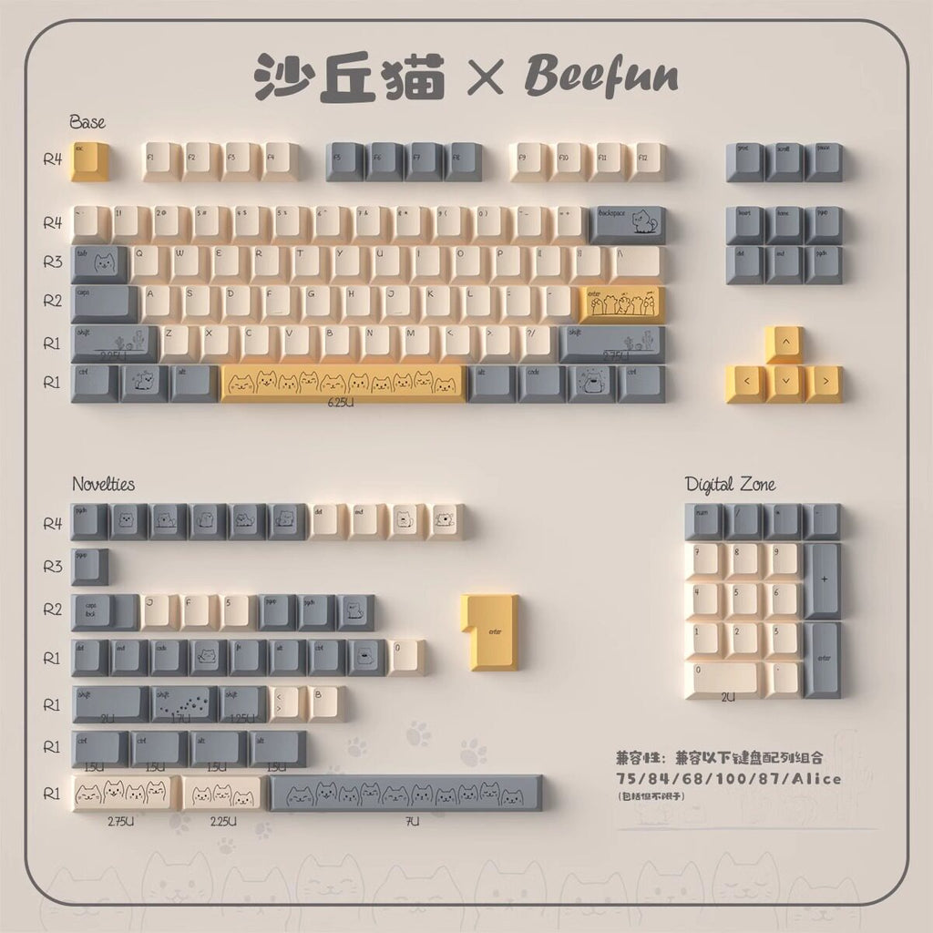 Urelab Sand Cat Keycap Set