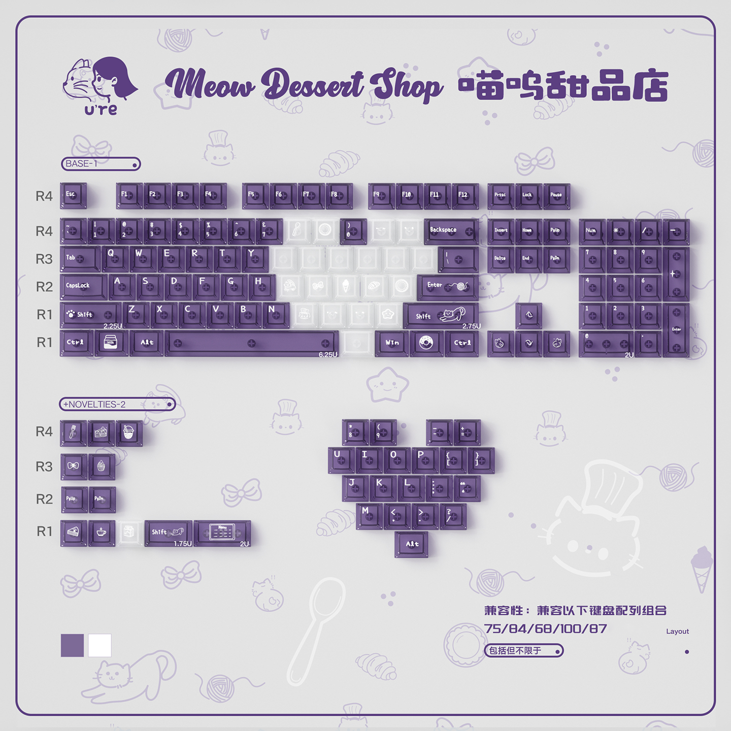 Urelab Purple Mist Transparent Keycap Set