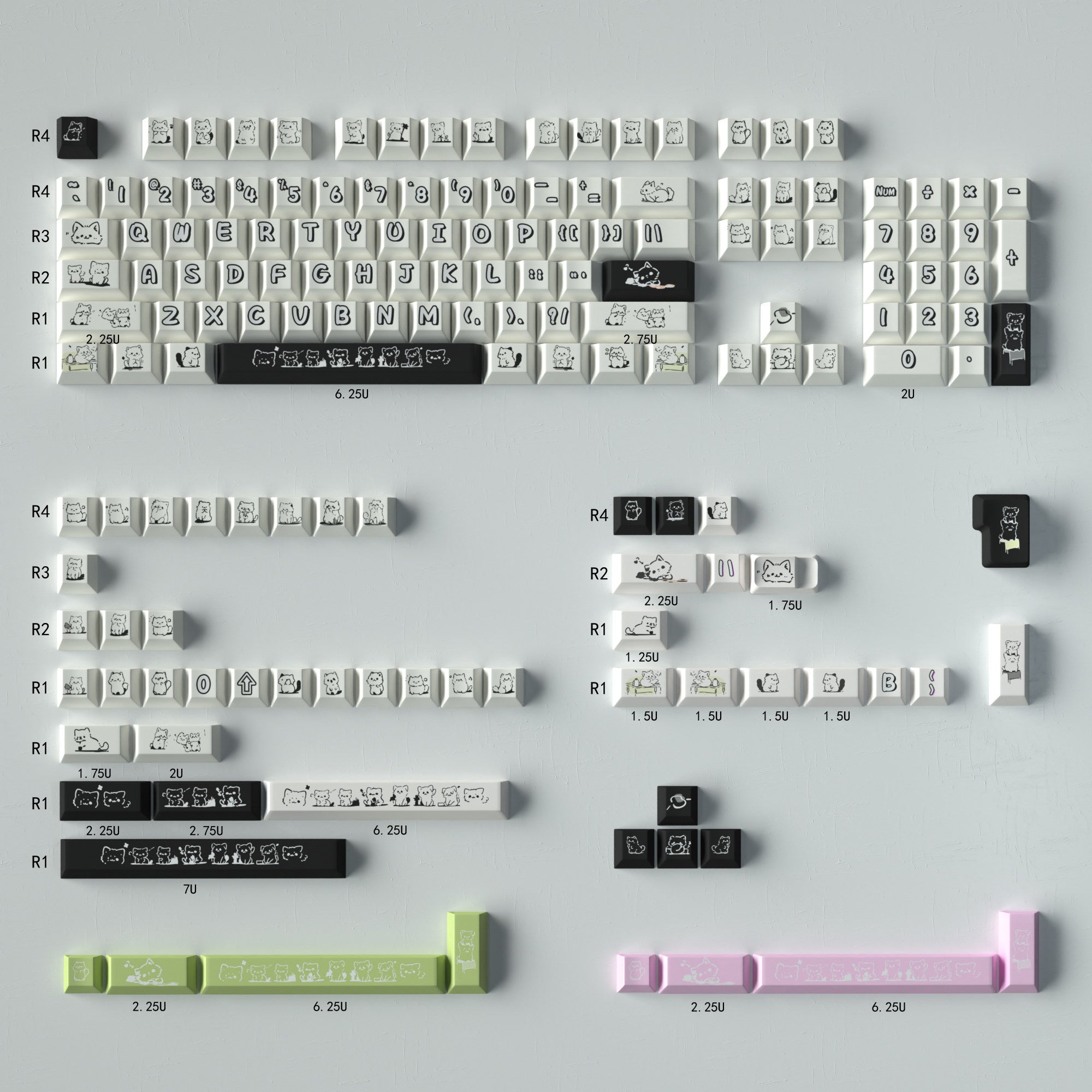 Urelab Doodle Cat Keycap Set