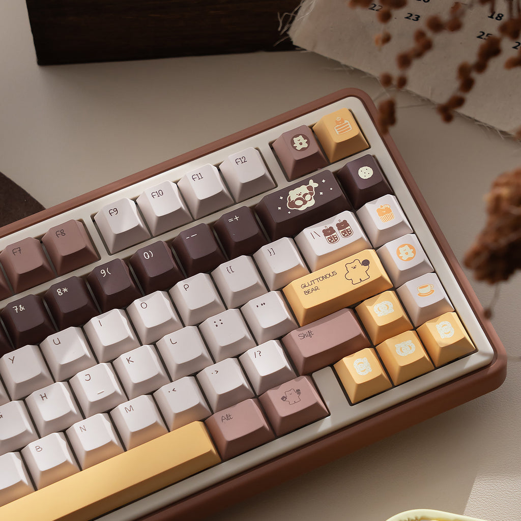 UR82 Butter Bear Brown Three-Mode Mechanical Keyboard
