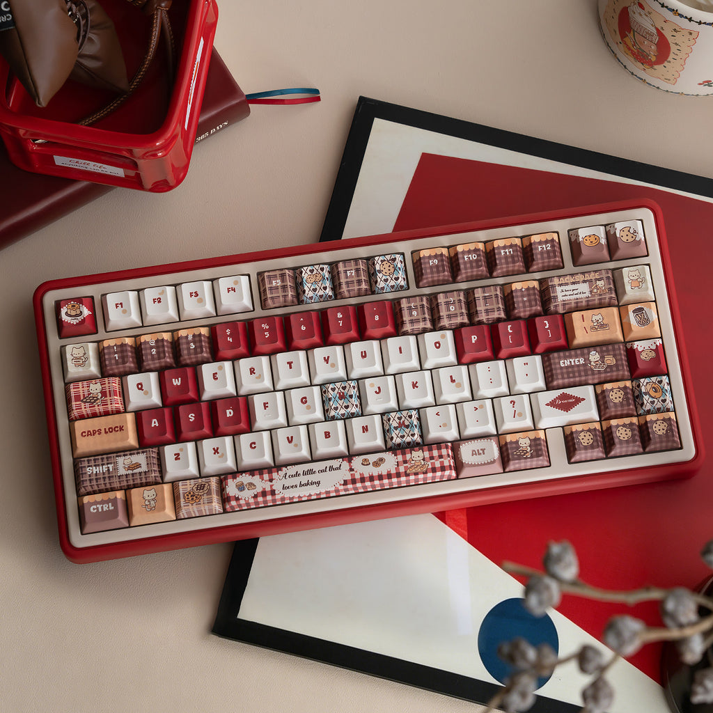 UR82 Baking Cat Red Three-Mode Mechanical Keyboard