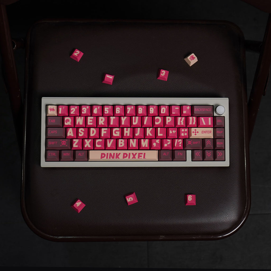 Retro Pixel Red & Black Keycap Set | Premium Cherry Profile PBT