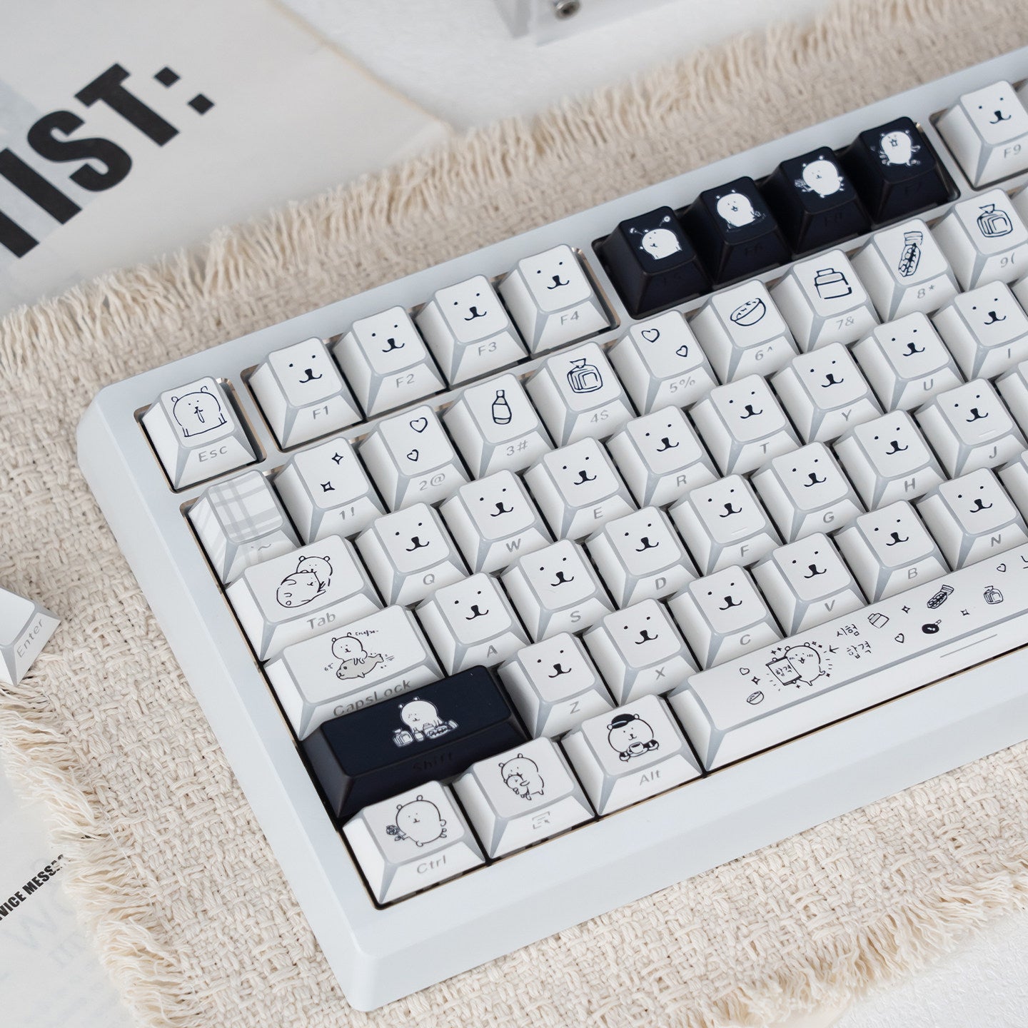 Cherry Self-mocking Bear - Folded Shadow Keycaps BPT set