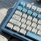 Huadie Pearlescent Metallic Keycap Set | Blue & White PBT Cherry Profile Keycaps