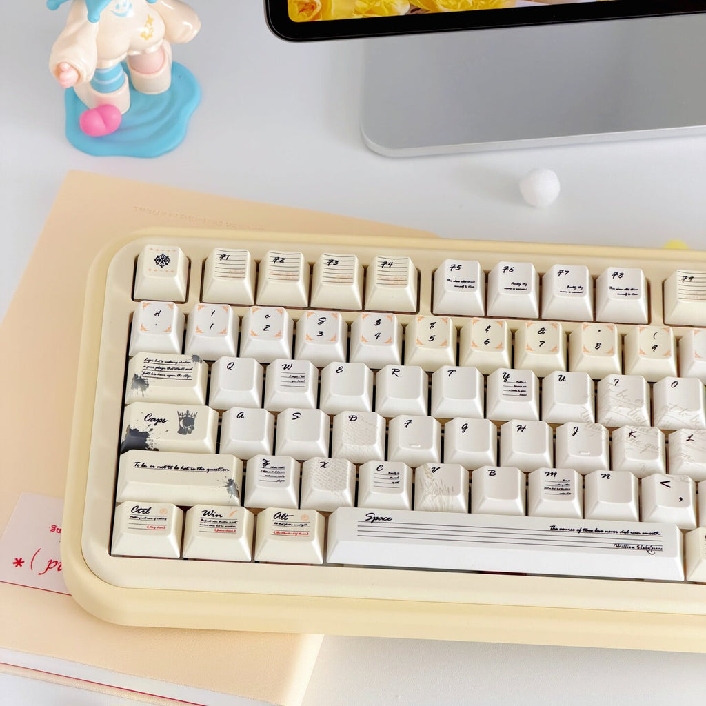 Shakespeare Pearlescent Metallic Keycap Set | Cream Yellow PBT Cherry Profile Keycaps