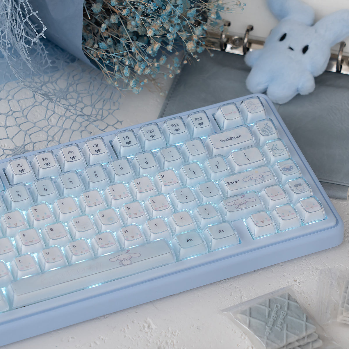 UR82 Cinnamoroll Crystal Jelly Mechanical Keyboard | KDA Profile PBT + PC Magnetic Switch