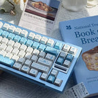 Huadie Pearlescent Metallic Keycap Set | Blue & White PBT Cherry Profile Keycaps