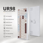 UR98 White Three-Mode Mechanical Keyboard | Gasket RGB Hot-Swap Custom Kit