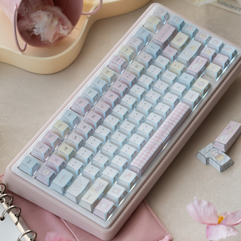 Soft plush puppy photo keycaps