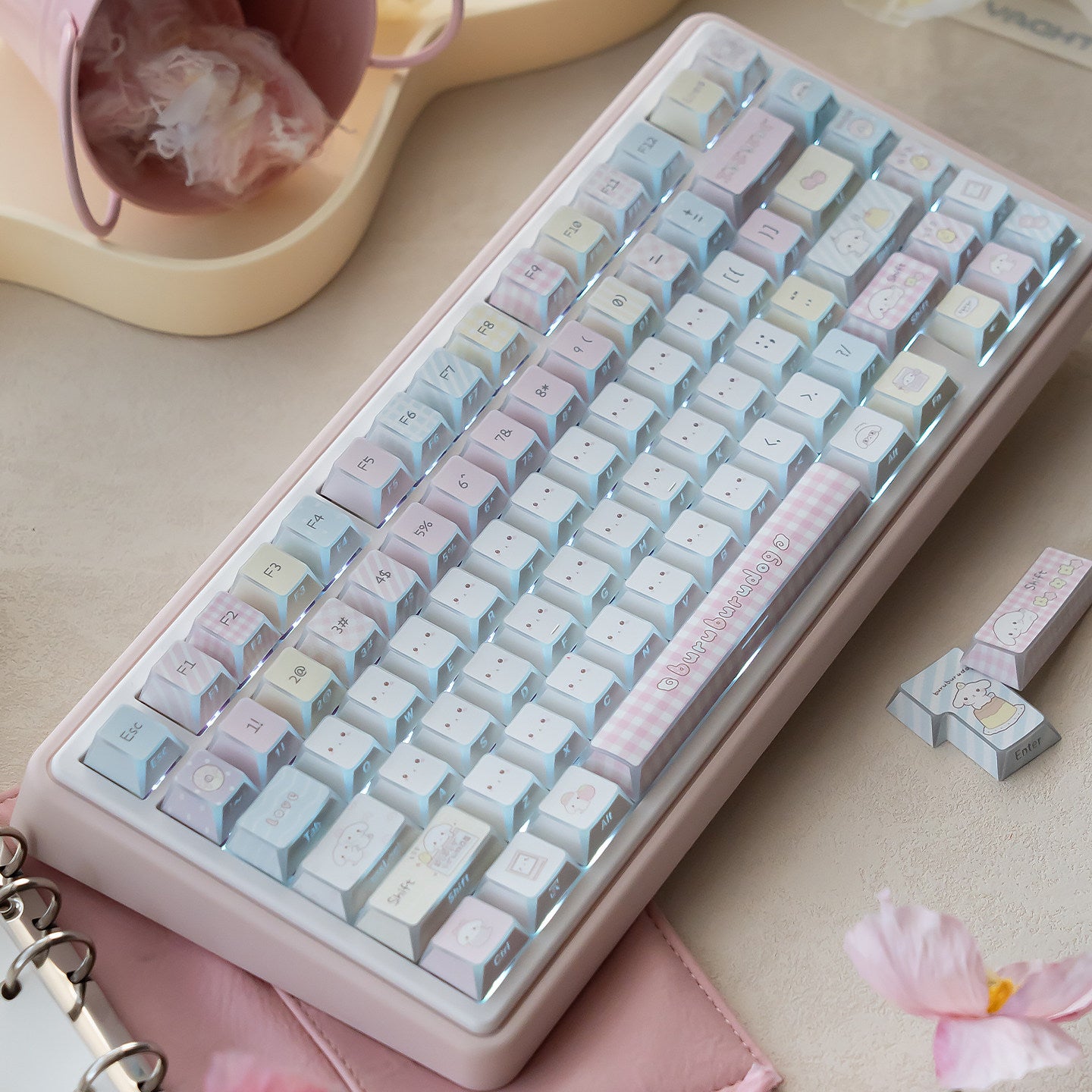 Soft plush puppy photo keycaps