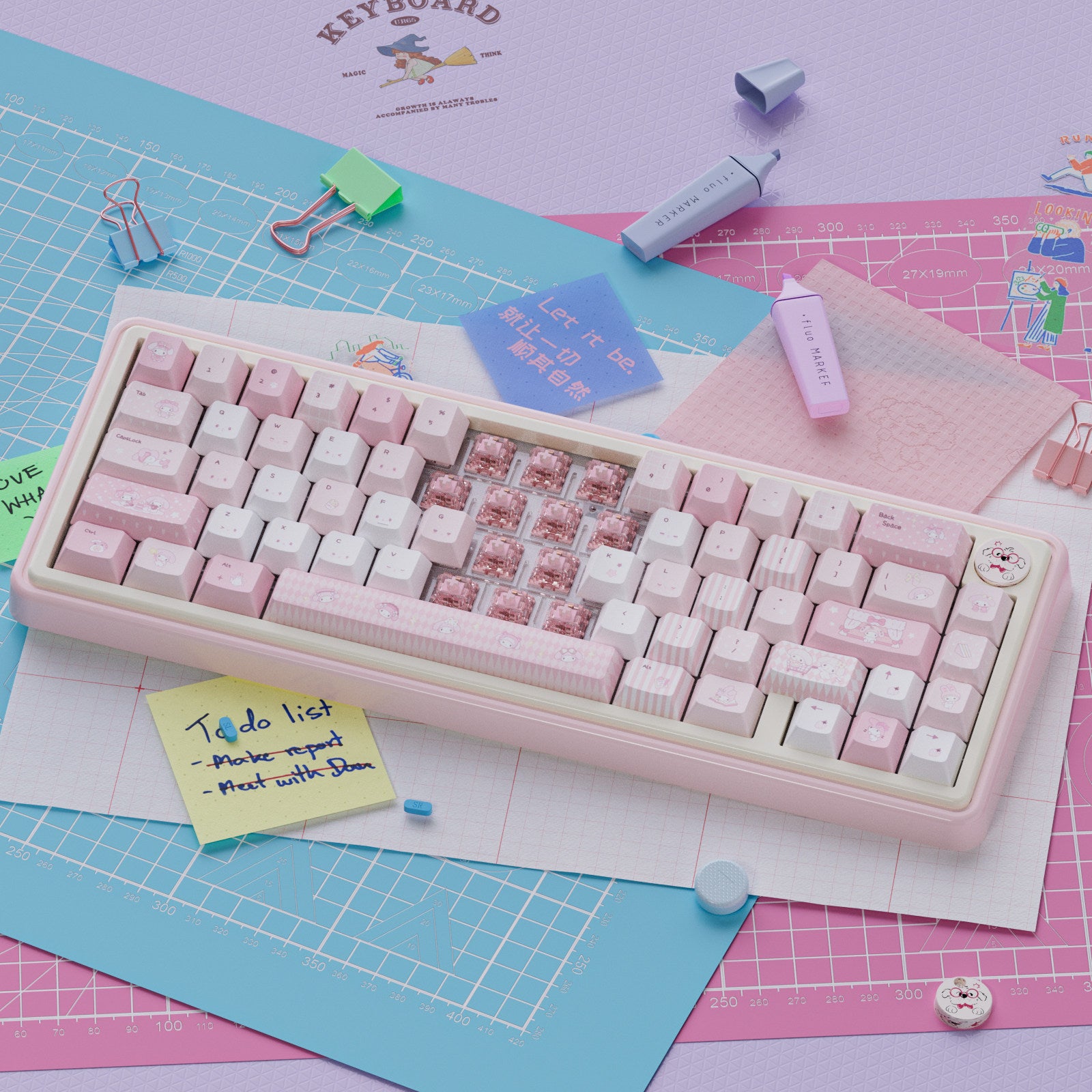 UR65 Pink Melody Three-Mode Mechanical Keyboard