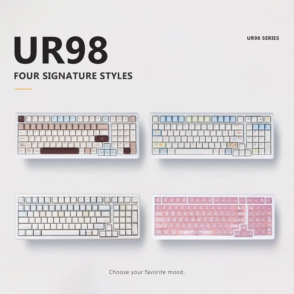 UR98 White Three-Mode Mechanical Keyboard | Gasket RGB Hot-Swap Custom Kit