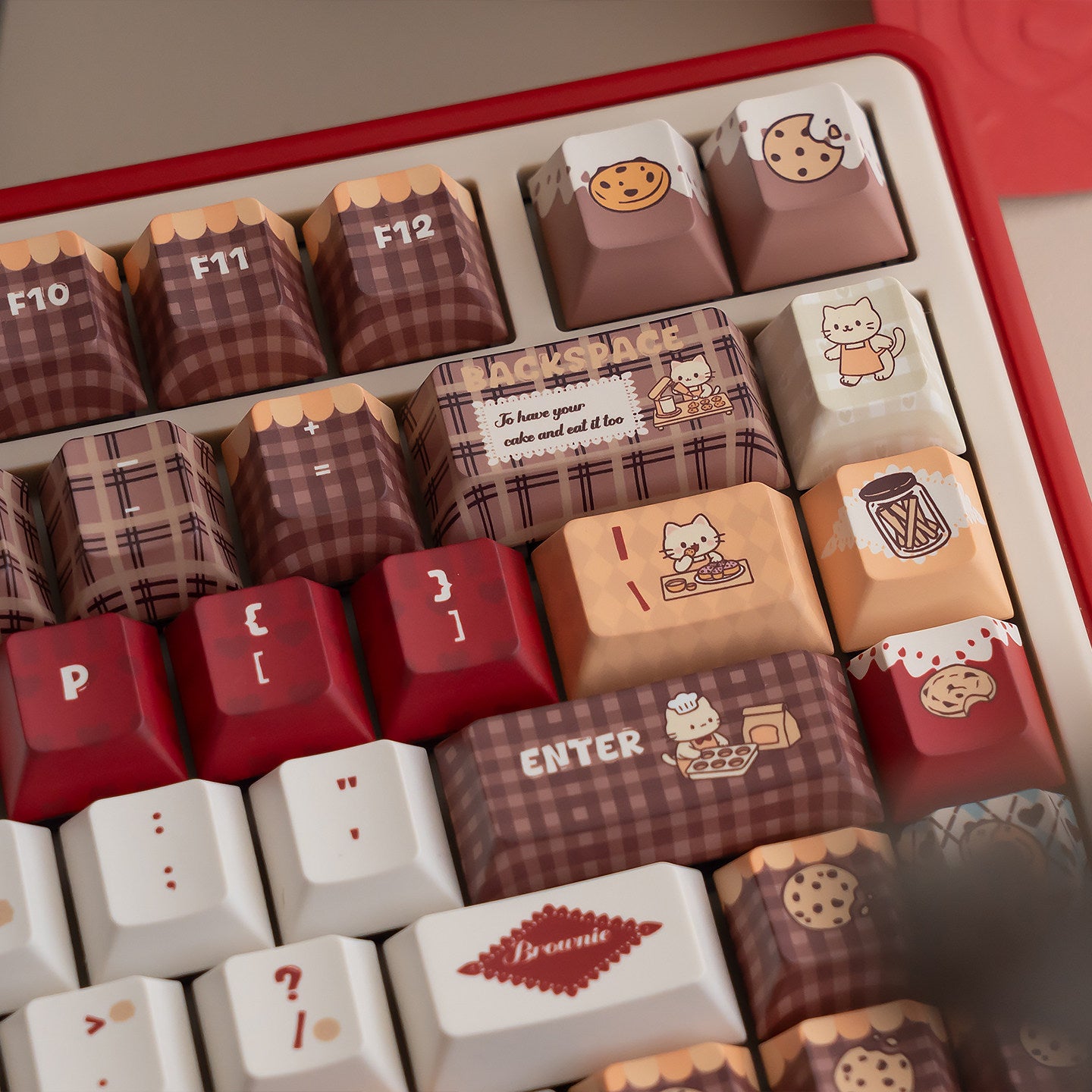 UR82 Baking Cat Red Three-Mode Mechanical Keyboard