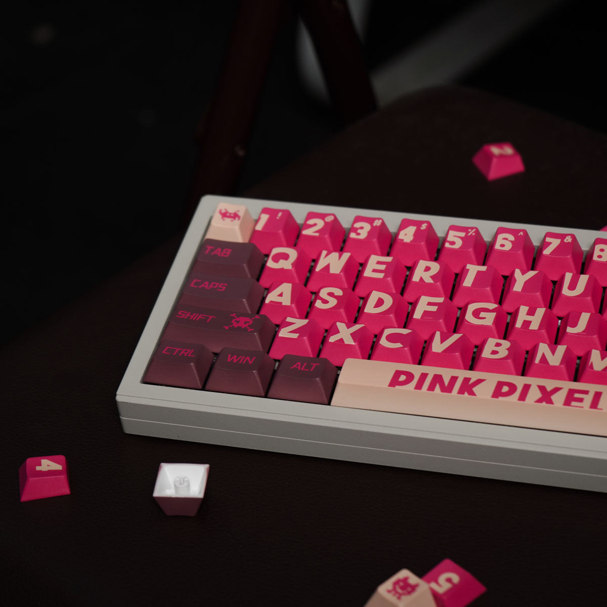 Retro Pixel Red & Black Keycap Set | Premium Cherry Profile PBT