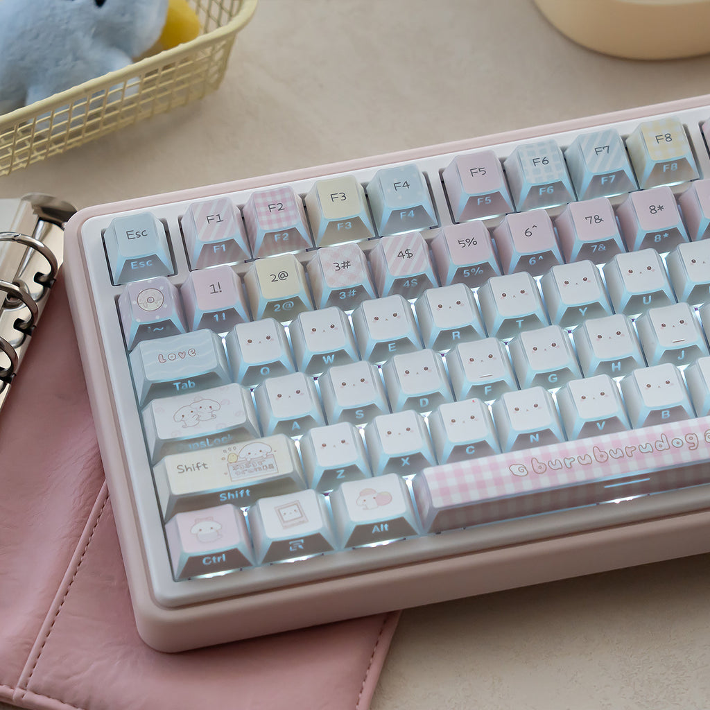 Soft plush puppy photo keycaps