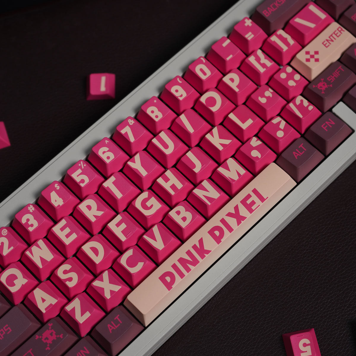 Retro Pixel Red & Black Keycap Set | Premium Cherry Profile PBT