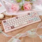 Velvet strawberry pink keyboard PC + PBT keycaps
