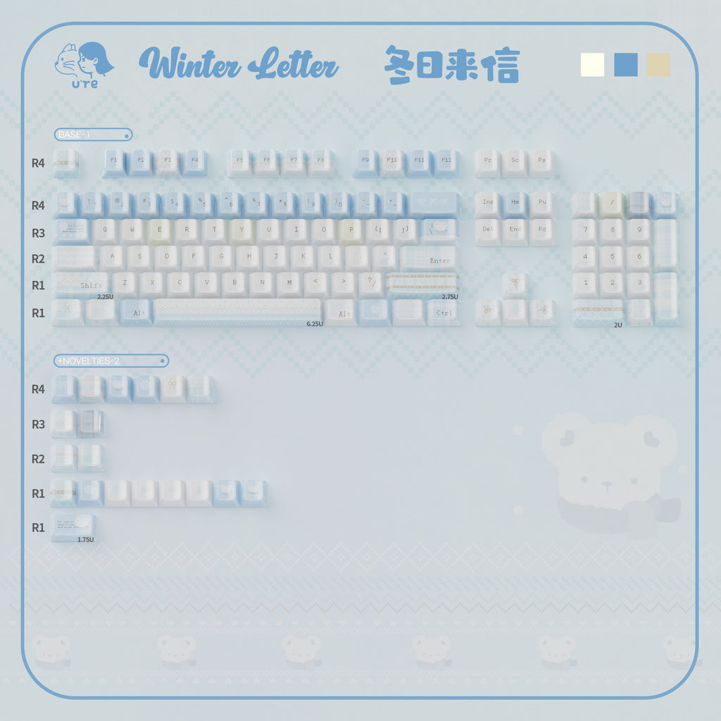 Urelab Winter Letter Dual-Layer Pudding Keycap Set