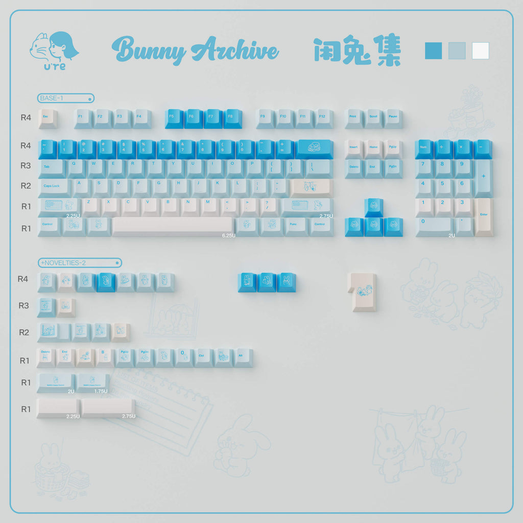 Lazy Bunny Keycap Set