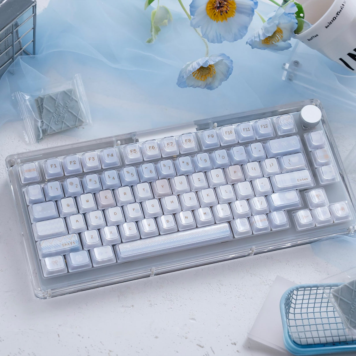 Urelab Winter Letter Dual-Layer Pudding Keycap Set