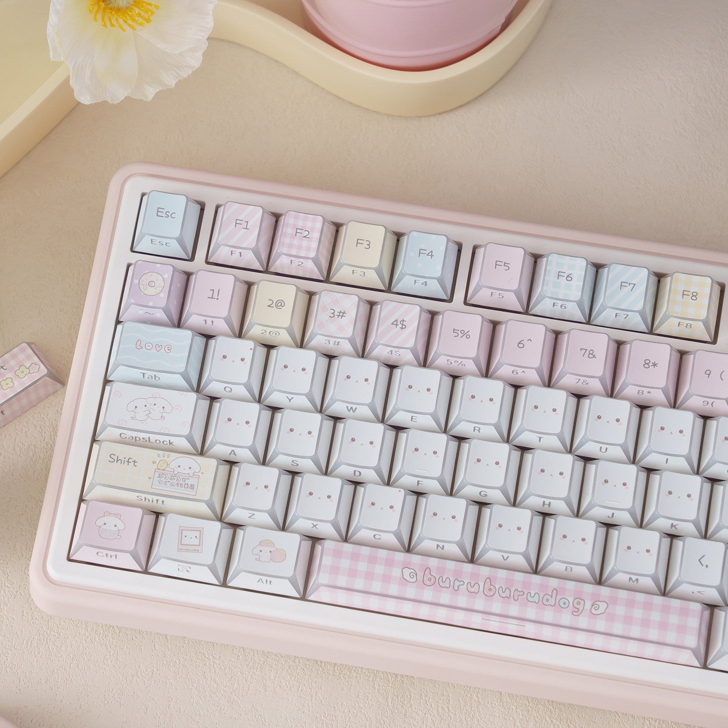 Soft plush puppy photo keycaps