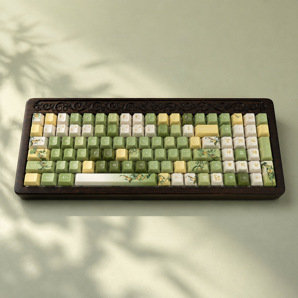 Jin Gui Longjing Ceramic Keycap Set | EdgeLit Cherry Profile PBT Keycaps