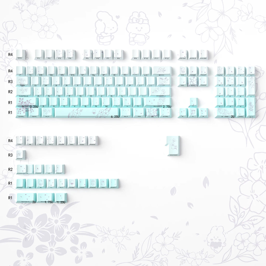 Urelab Floral Rabbit Journey Keycap Set