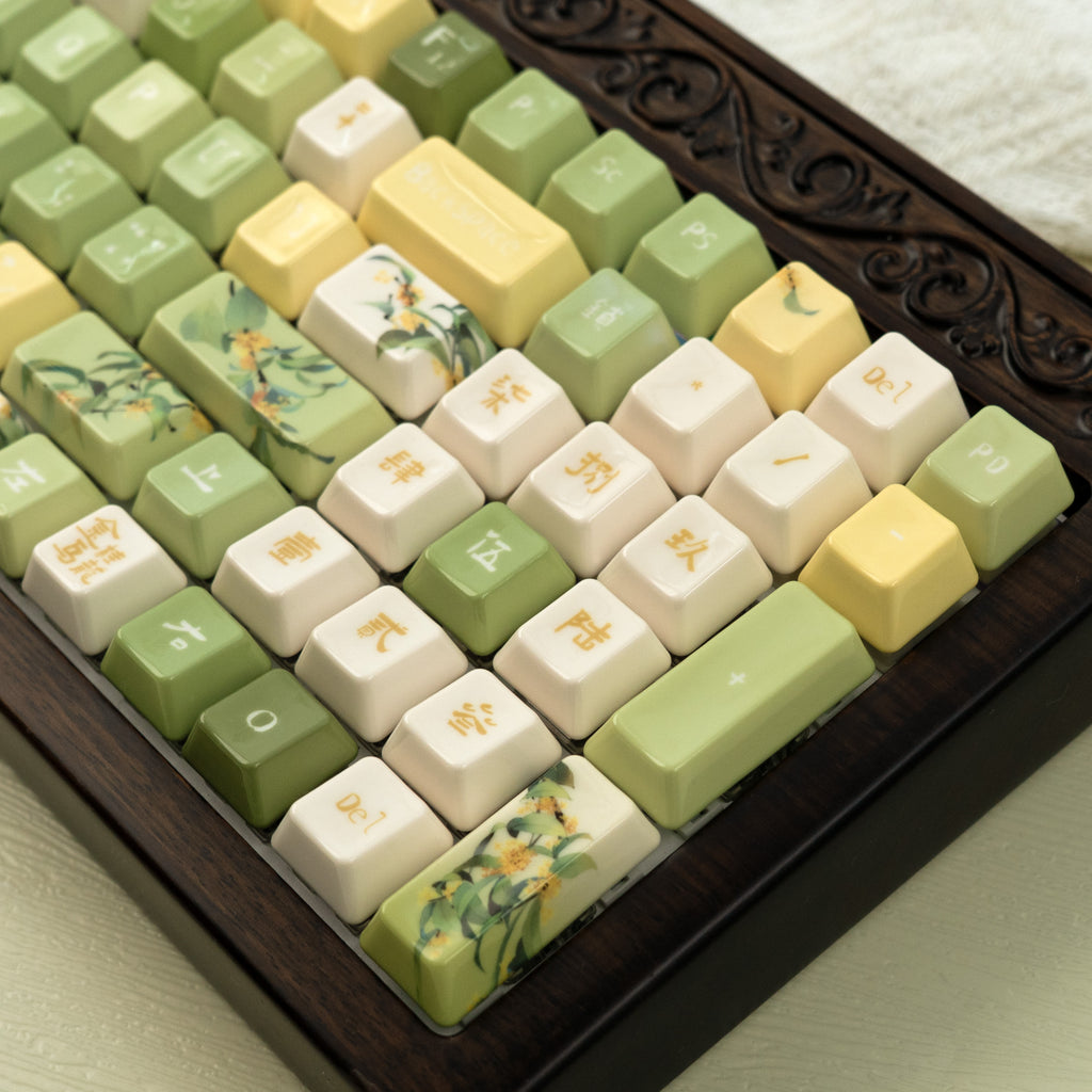 Jin Gui Longjing Ceramic Keycap Set | EdgeLit Cherry Profile PBT Keycaps