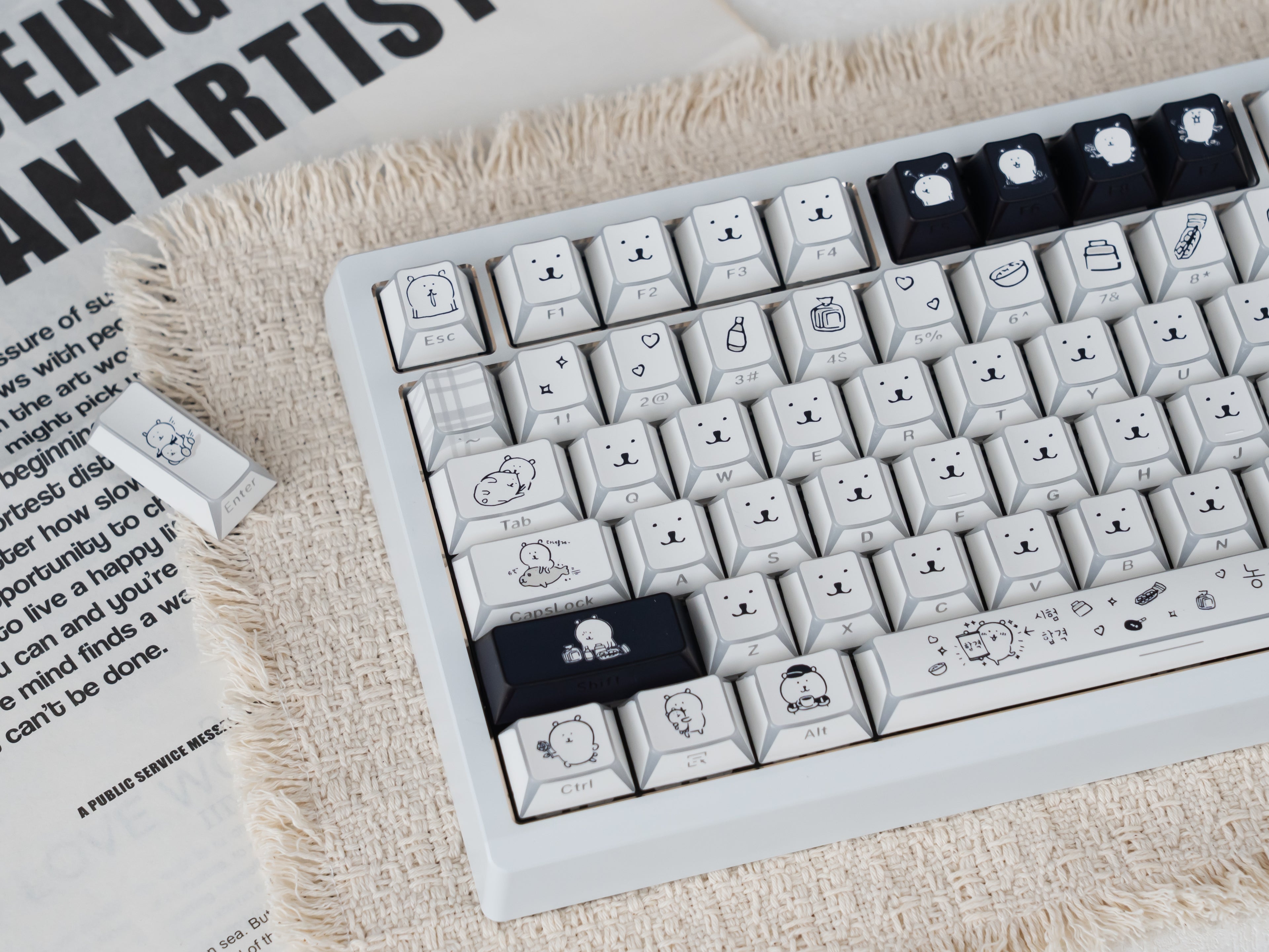 Urebab Cherry Self-mocking Bear - Folded Shadow Keycaps BPT