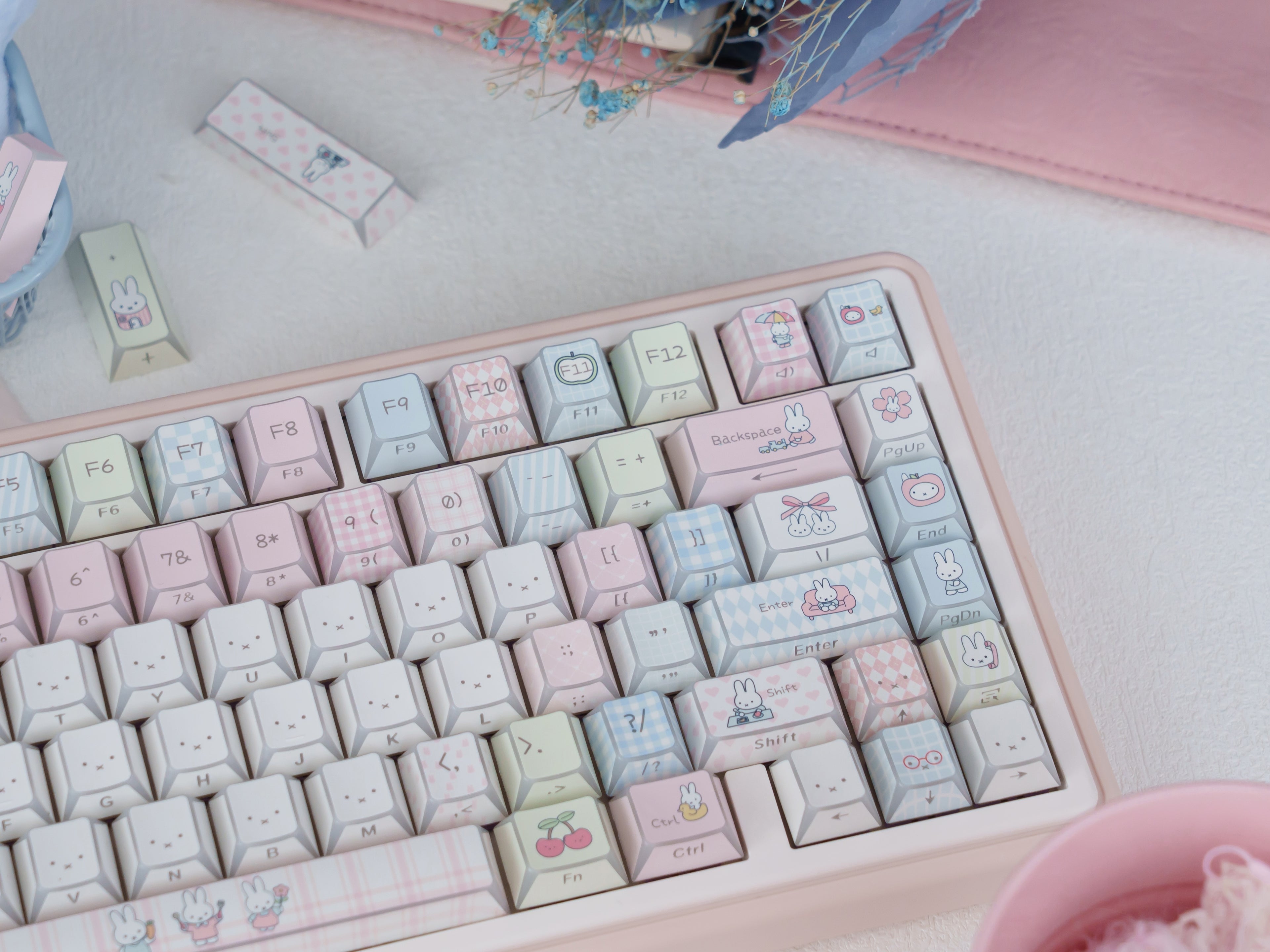 Urelab cherry Mengmeng Miffy folding keycaps PBT set