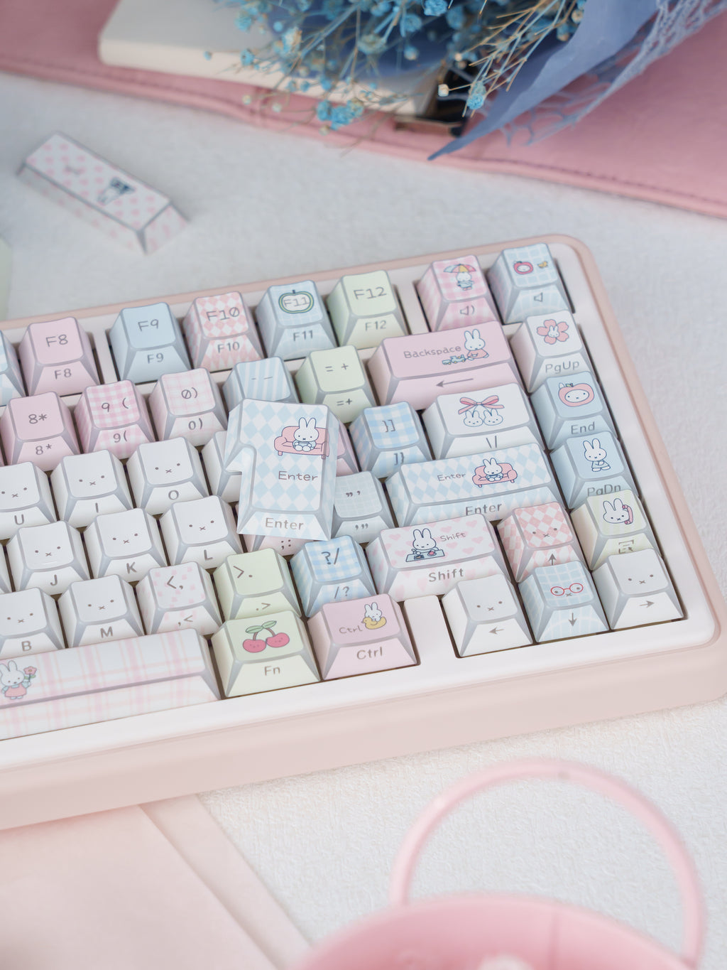 Urelab cherry Mengmeng Miffy folding keycaps PBT set