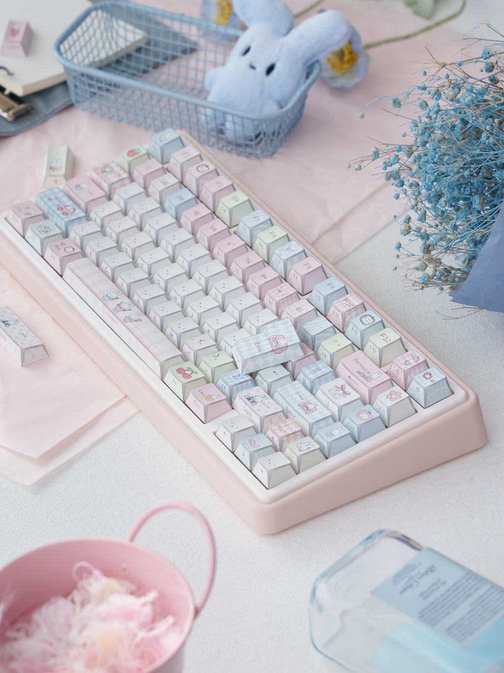 Urelab cherry Mengmeng Miffy folding keycaps PBT set
