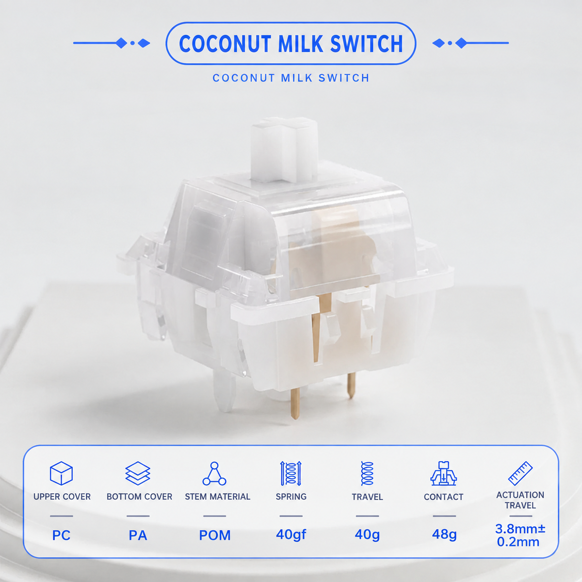 UreLab Coconut Milk Linear Keyboard Switches (35-Pack)