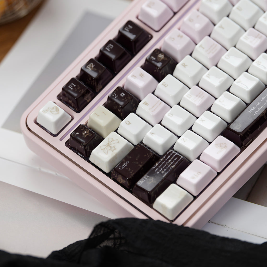 UreLab Black Veil Blush Genuine Ceramic Keycap Set