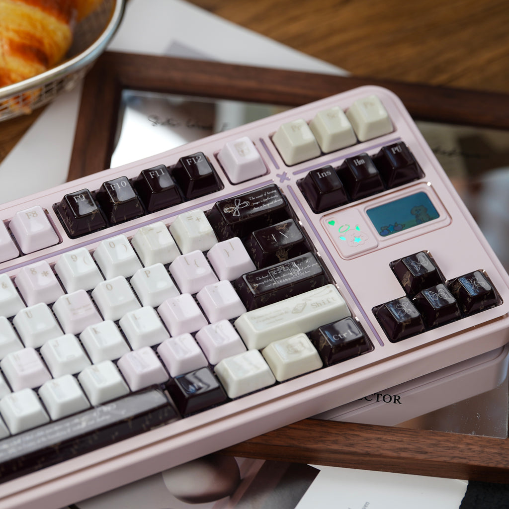 UreLab Black Veil Blush Genuine Ceramic Keycap Set